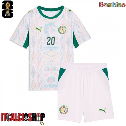 Senegal Iliman Ndiaye #13 Prima Maglia Bambino Mondiali 2026 Manica Corta (+ Pantaloni corti)